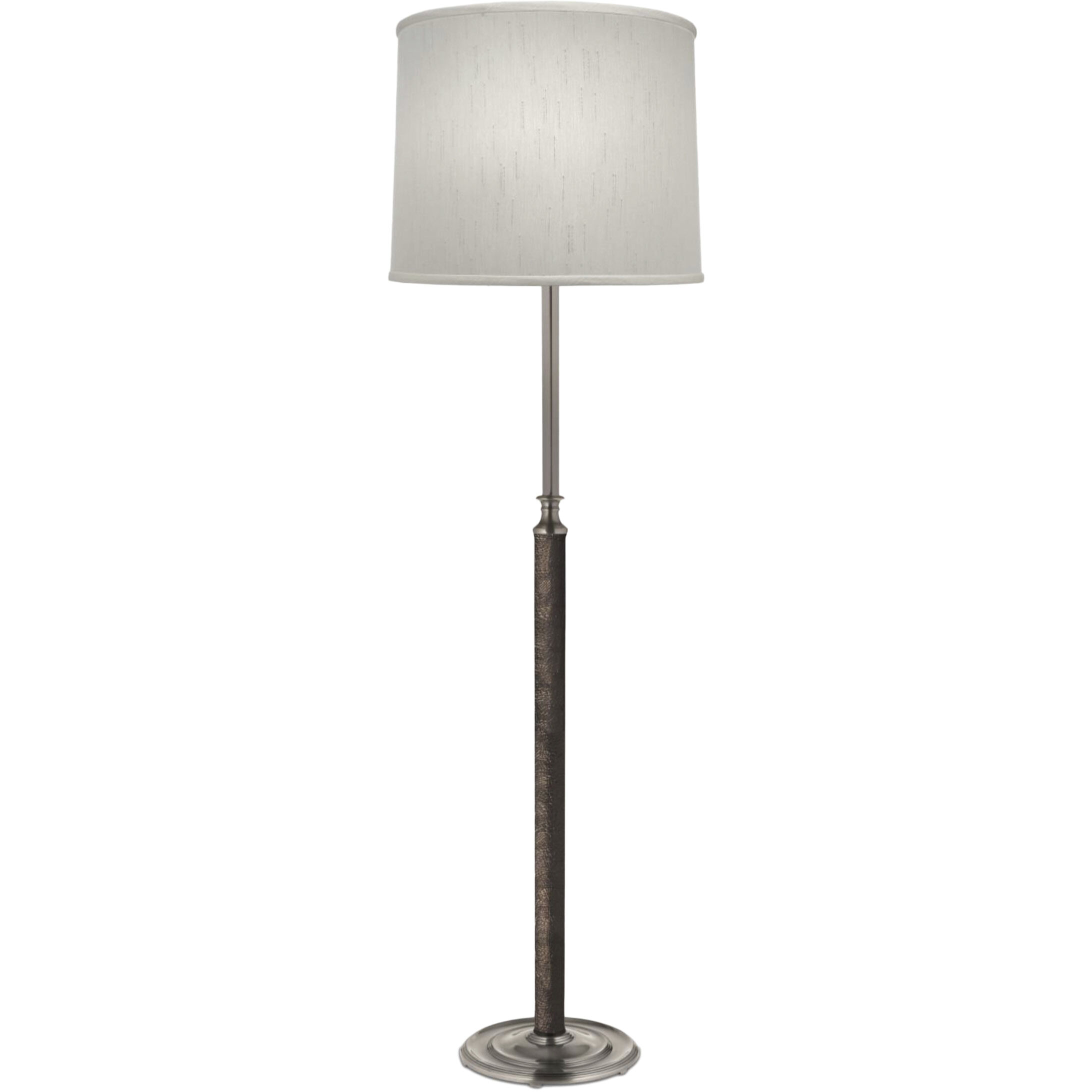 Ellie 65 inch 150.00 watt Satin Nickel and Black Leather Floor Lamp Portable Light